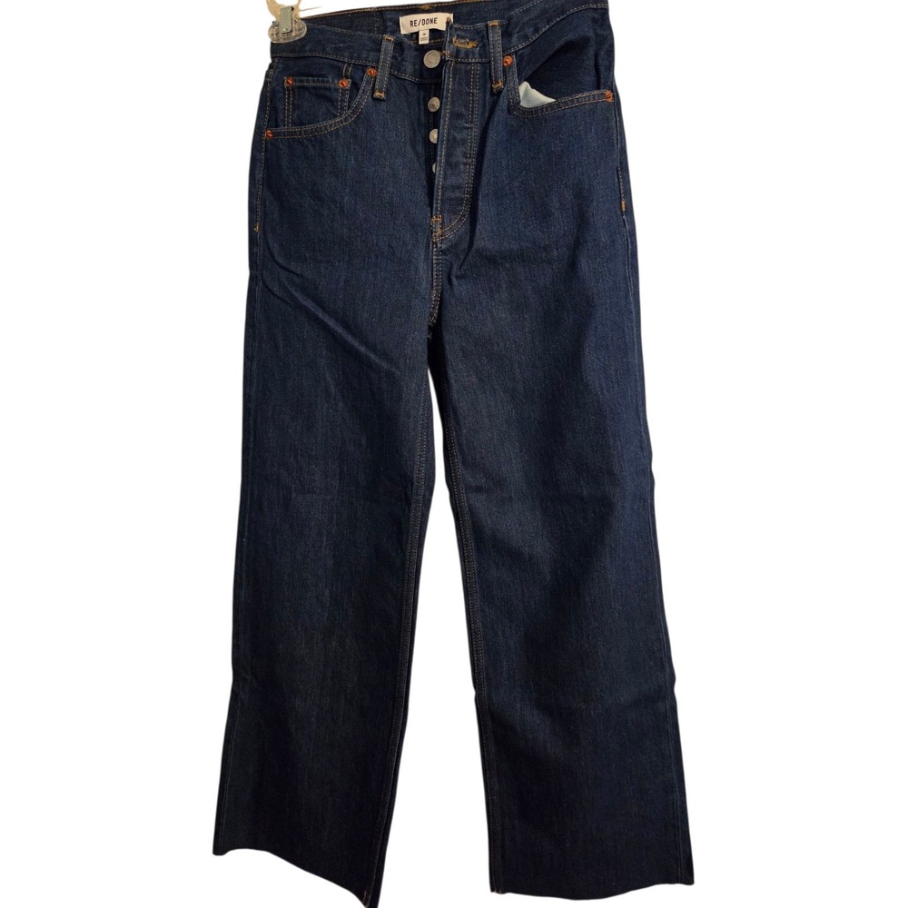 Re/Done Originals Straight Leg Raw Hem Jeans in Black